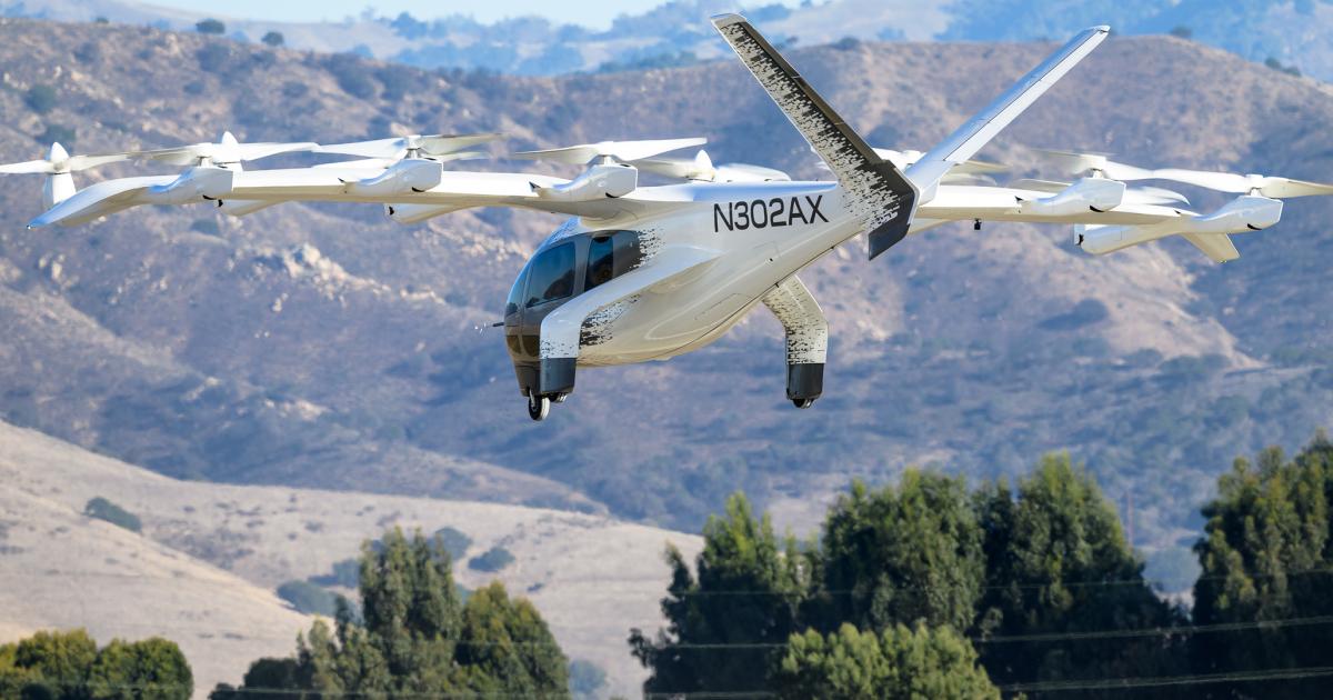 Archer's Midnight eVTOL air taxi prototype is pictured during a flight test