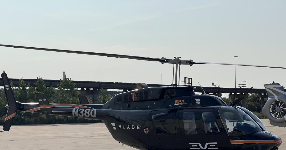 Blade Air Mobility provided helicopters for an urban air mobility simulation exercise with eVTOL aircraft developer Eve.