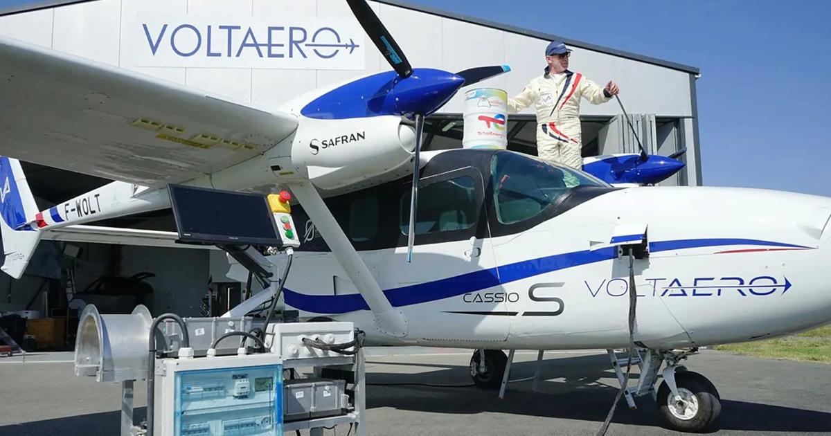 VoltAero’s Cassio testbed airplane is pictured during fueling