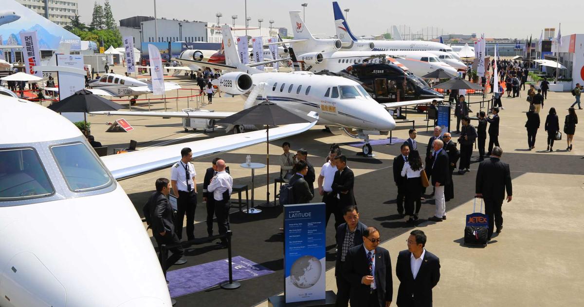 Clear, cool, sunny weather greeted ABACE 2018 attendees as they enjoyed the well-appointed static display at Hongqiao Airport.