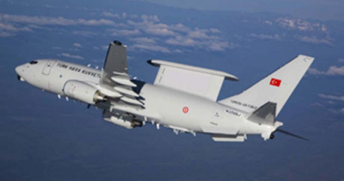 Delivery of operational Boeing Wedgetail AEW aircraft to the Turkish air force has been held up by an Israeli embargo, according to a leading Turkish newspaper. (Photo: Boeing) 
