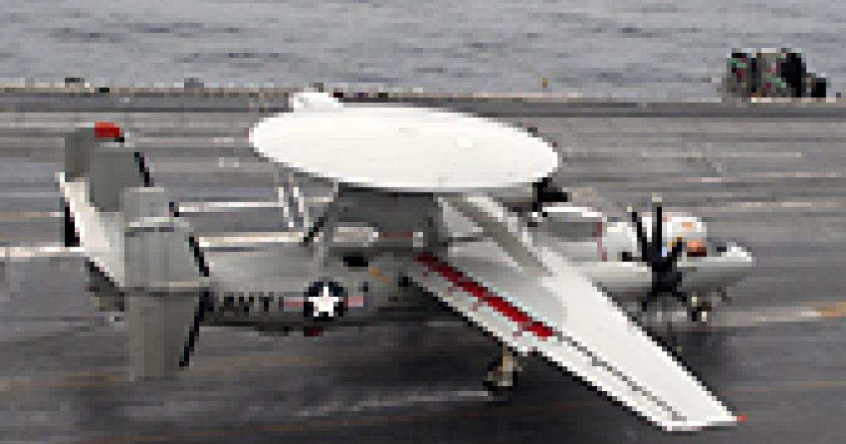 Northrop Grumman made the first carrier landing of its E-2D Advanced Hawkeye.