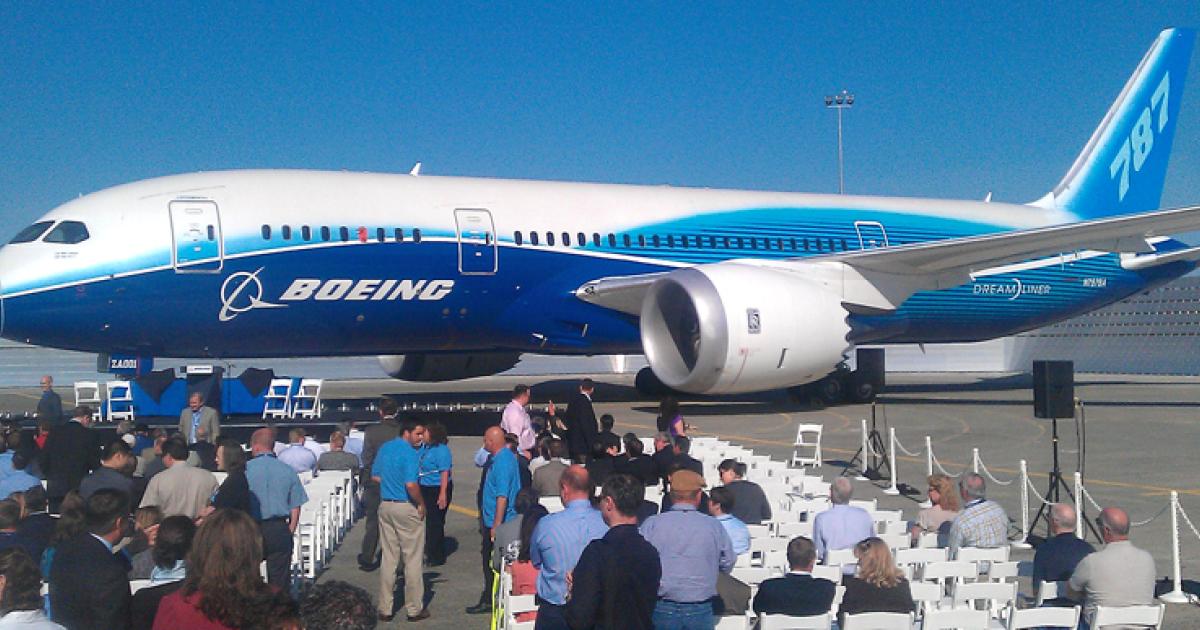 At a ceremony at Paine Field in Everett, Wash., today, Boeing announced that it has received type certification of its 787 Dreamliner. (Photo: Evan Sweetman)