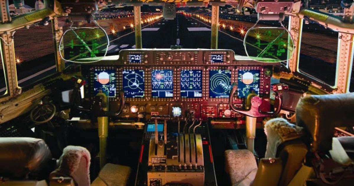 The C-130 Avionics Modernization Program updates the Hercules with six multifunction displays and two head-up displays, among other systems. (Photo: Boeing)
