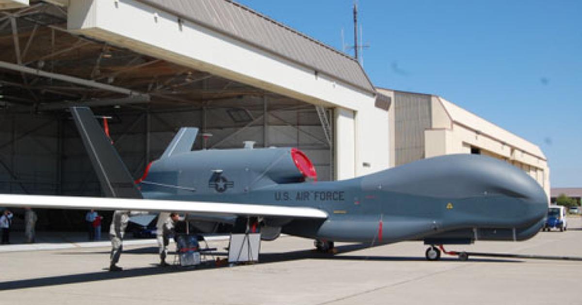 Korea may acquire four Global Hawk high-altitude UAVs (shown here at Beale AFB) in a deal worth $1.2 billion. (Photo: Chris Pocock) 