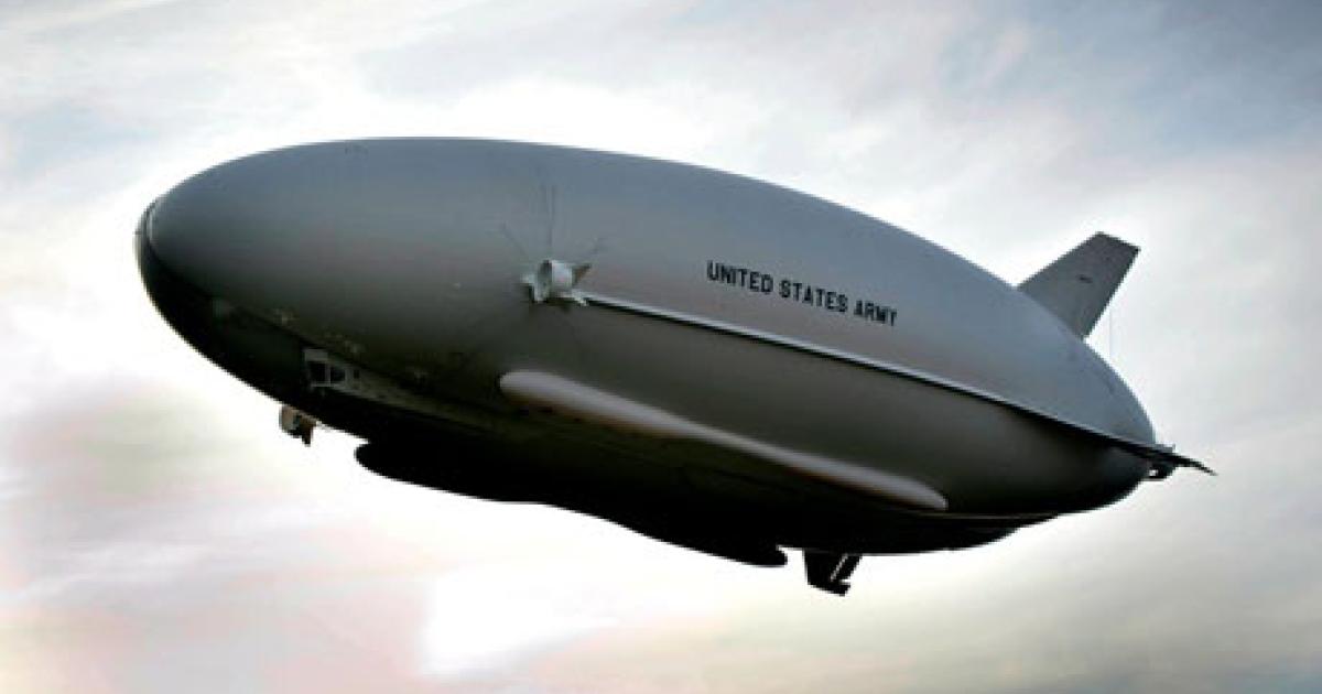 The long-endurance multi-intelligence vehicle (LEMV) first flew last August. Northrop Grumman has proposed the hybrid airship to India for border and maritime surveillance. (Photo: Northrop Grumman)  
