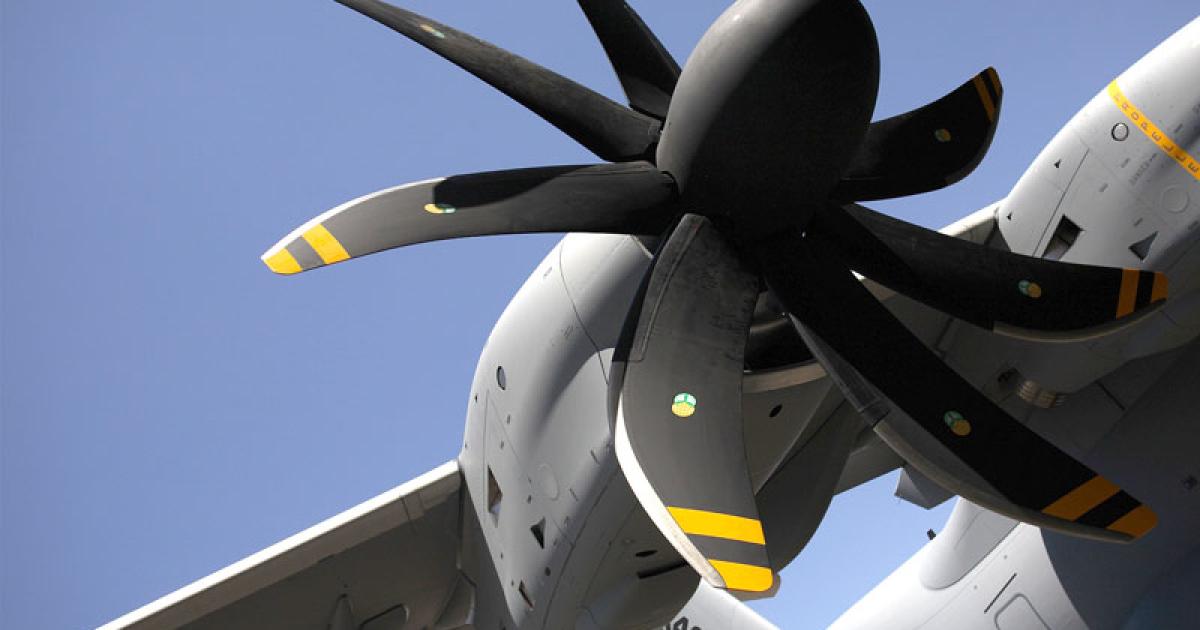 Airbus Military’s four A400M test aircraft are flying with temporary software fixes to avoid engine problems that arose this year, while Europrop has designed permanent solutions for the production version of the TP400. (Photo: Airbus Military)