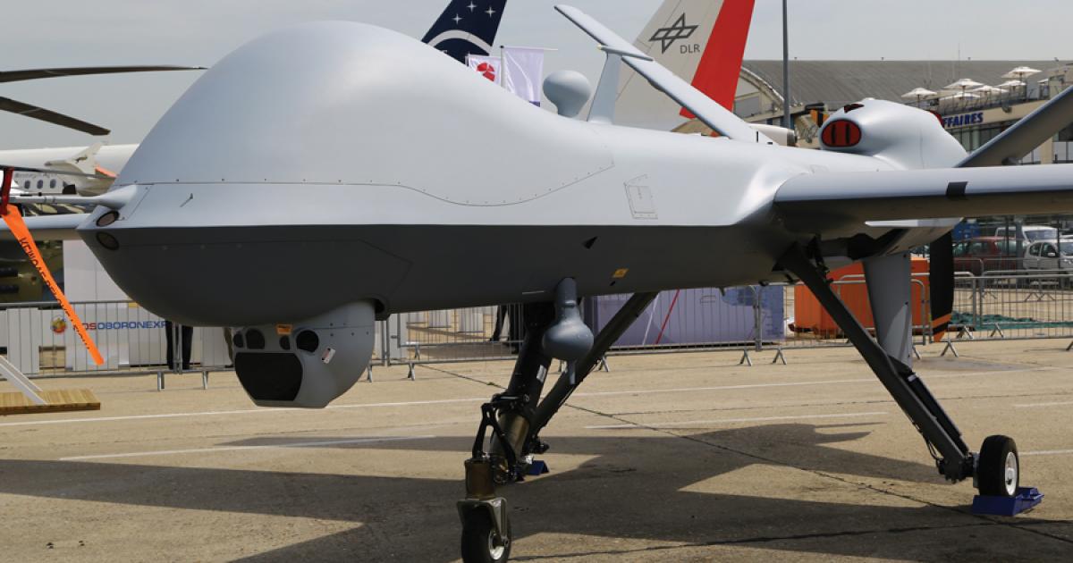 One of only two U.S. Military aircraft that are on static display here, the MQ-9 Reaper is gaining more customers in Europe. (Photo: David McIntosh)
