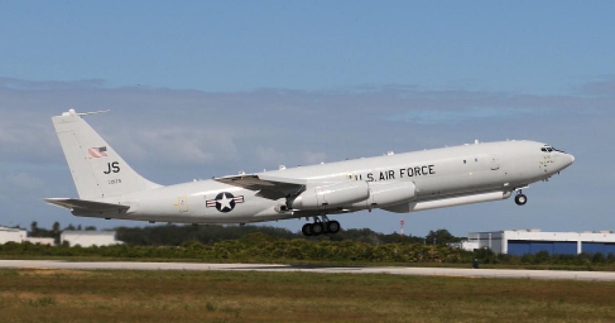 The E-8C JSTARS test bed took off for the first time on December 14 with the standard of JT8D engines that will be fitted to the entire fleet if funding allows. (Photo: Northrop Grumman) 