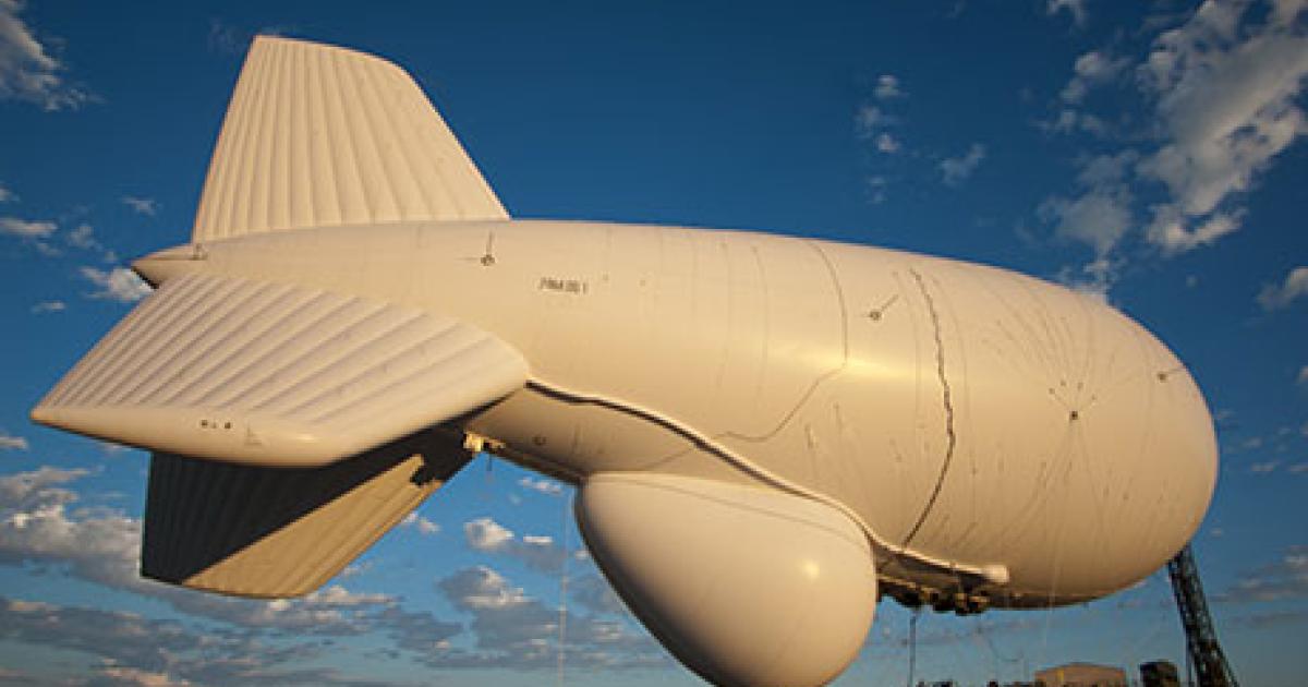 The U.S. Army will deploy a JLENS orbit consisting of two aerostats from Aberdeen Proving Ground, Md., for an operational evaluation. (Photo: Raytheon) 