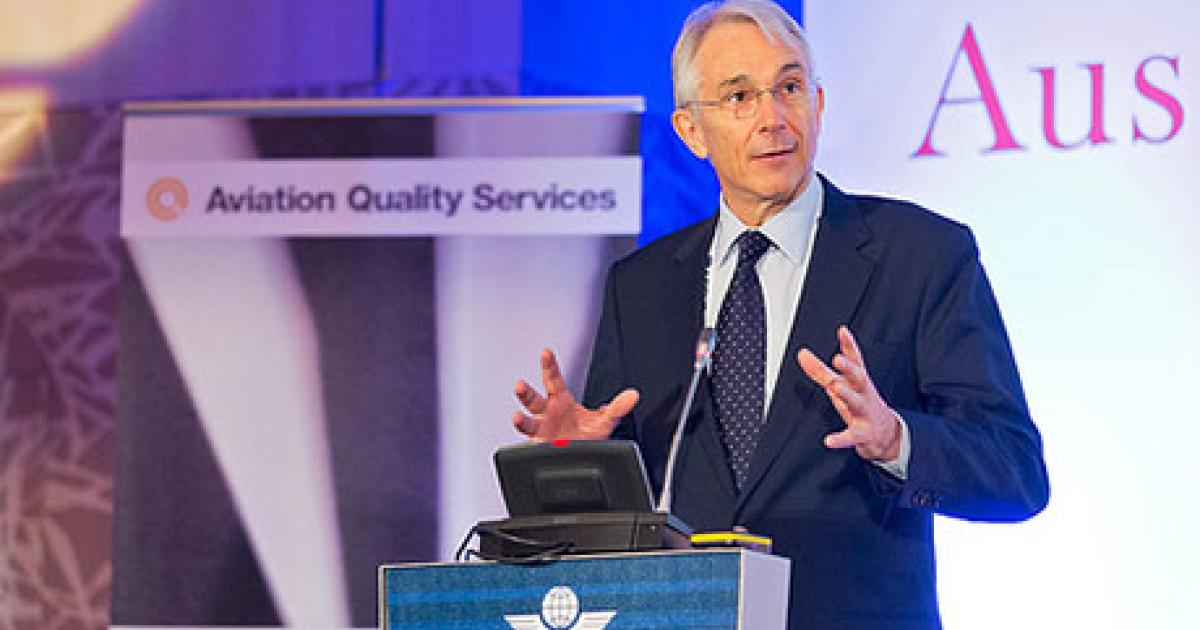 IATA director general and CEO Tony Tyler urged world governments to join his 240 airline members in backing a multilateral plan for market-based measures to achieve carbon neutrality for air transport by 2020.  (Photo: IATA)