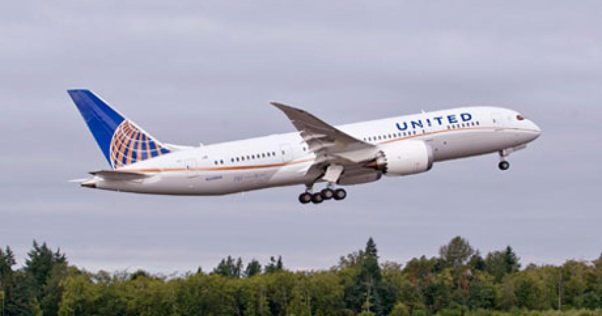 United Airlines flight schedules show no 787 service until May 12. (Photo: Boeing)
