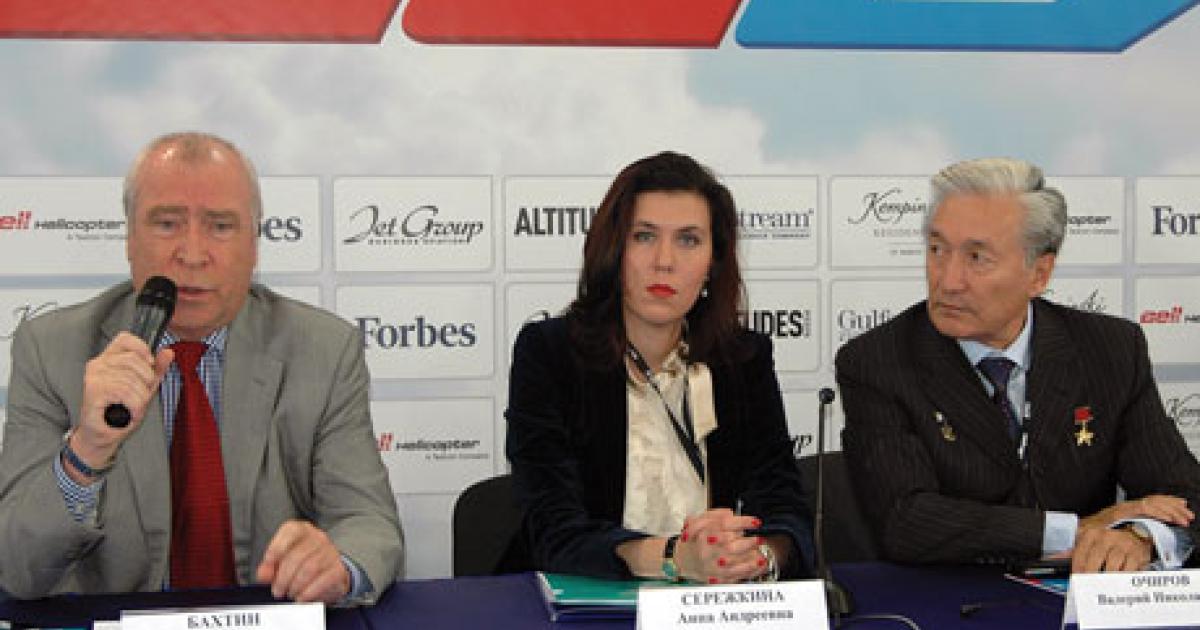 Russian United Business Aviation Association officials said that Russian import taxes on larger business jets should be retained. Seen here at a Jet Expo press conference (left to right): RUBAA vice president Eugeny Bakhtin, executive director Anna Seryezhkina, president Valery Ochirov, and chairman Alexander Kuleshov. (Photo: Vladimir Karnozov)