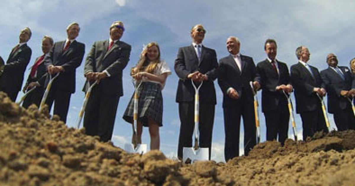 Top Airbus and EADS executives, state and local politicians, aerospace executives and others took part in the April 9 ground-breaking for Airbus’s new assembly facility in Mobile, Ala. (Photo: Airbus) 