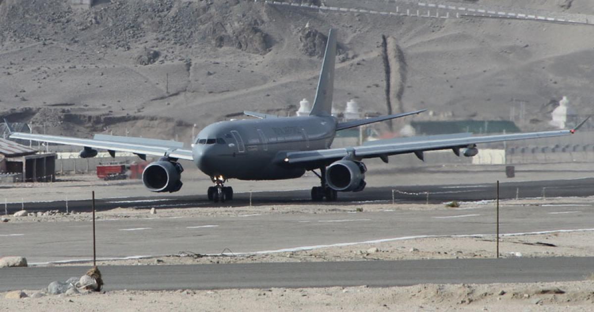 The Indian Air Force evaluated the Airbus A330MRTT at Leh airbase in India last November. (Photo: Airbus Military)
