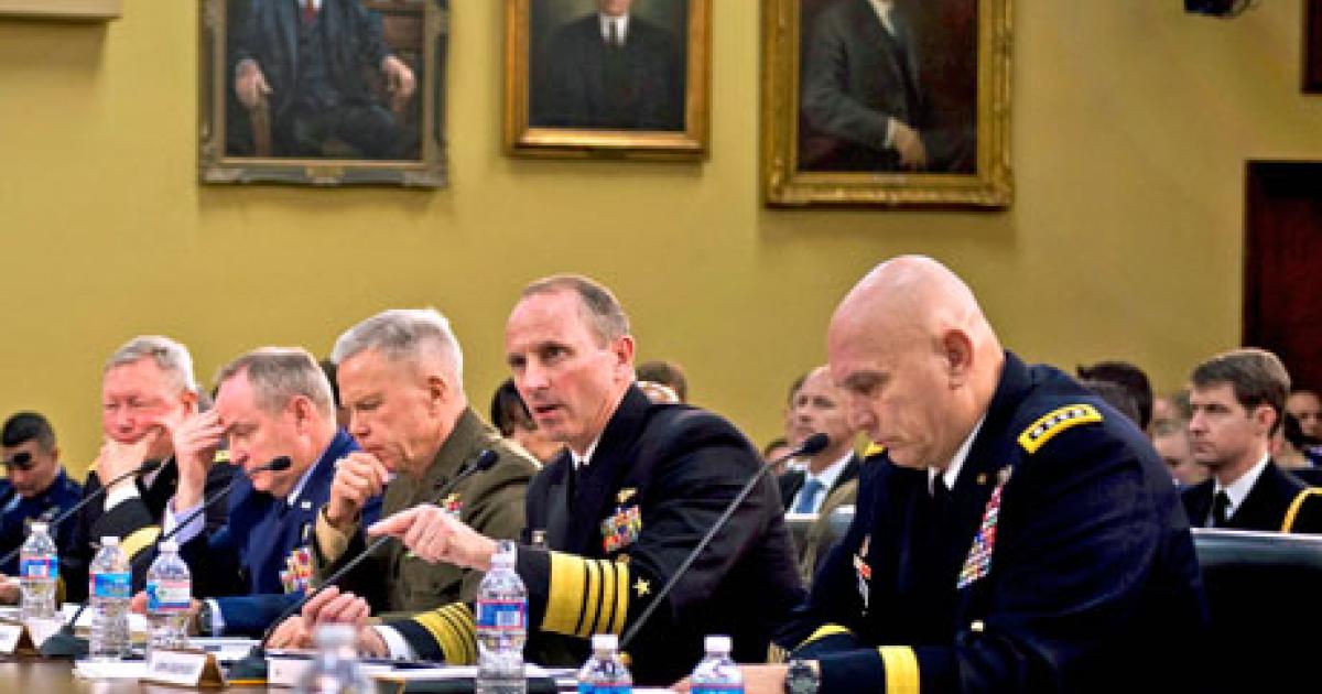 Chief of Naval Operations Adm. Jonathan Greenert and the other service chiefs testified before the House Appropriations Committee defense subcommittee on February 26. (Photo: Department of Defense)