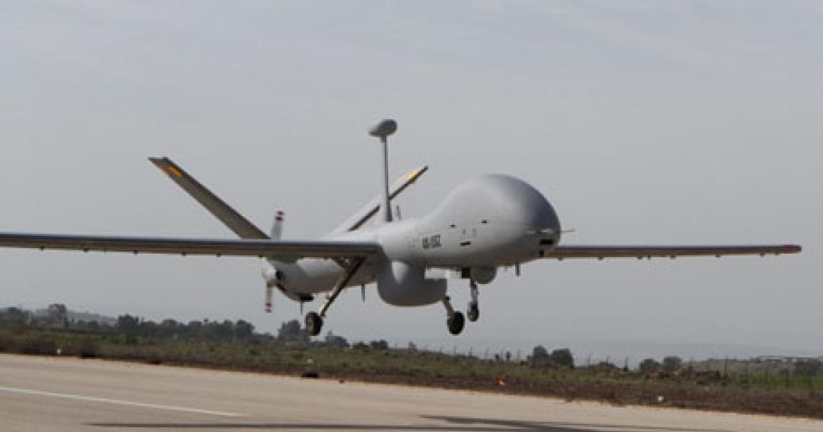 Elbit has taken new orders for the Hermes 900 UAS and developed a maritime surveillance version, as shown here. (Photo: Elbit Systems)