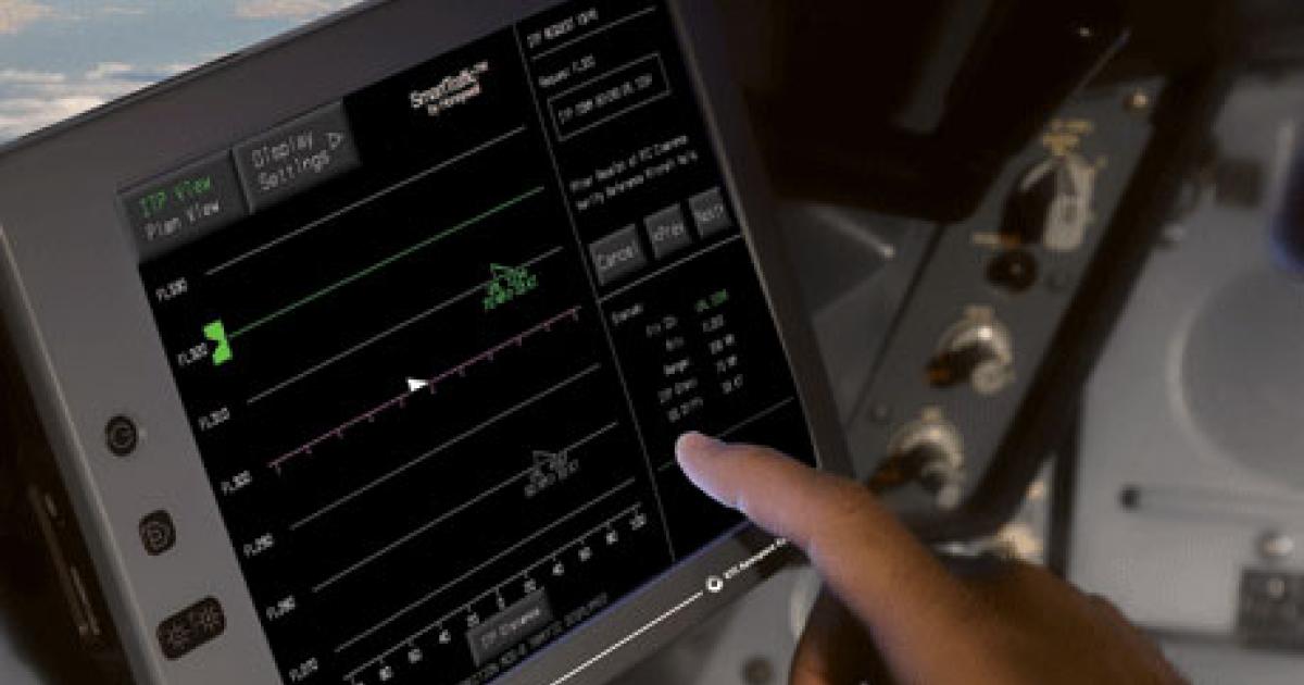 The UTC Aerospace Systems “SmartDisplay” electronic flight bag used in the FAA’s In Trail Procedures evaluation runs a Honeywell application. (Photo: UTC Aerospace Systems)