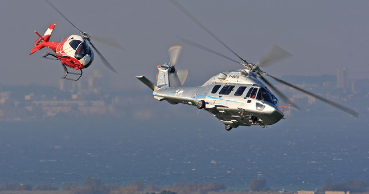 The EC120, left, and the EC175 are two Eurocopter models which have seen improved sales in 2012. The manufacturer has also seen growth in the services sector.
