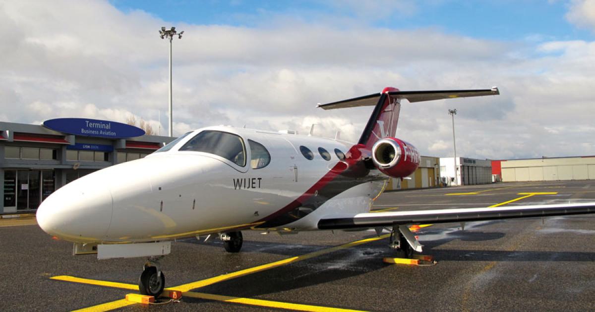 Wijet, operating four Cessna Citation Mustangs, is one of the new executive charter operators with a base at Lyon Bron Airport. (Photo: Thierry Dubois)