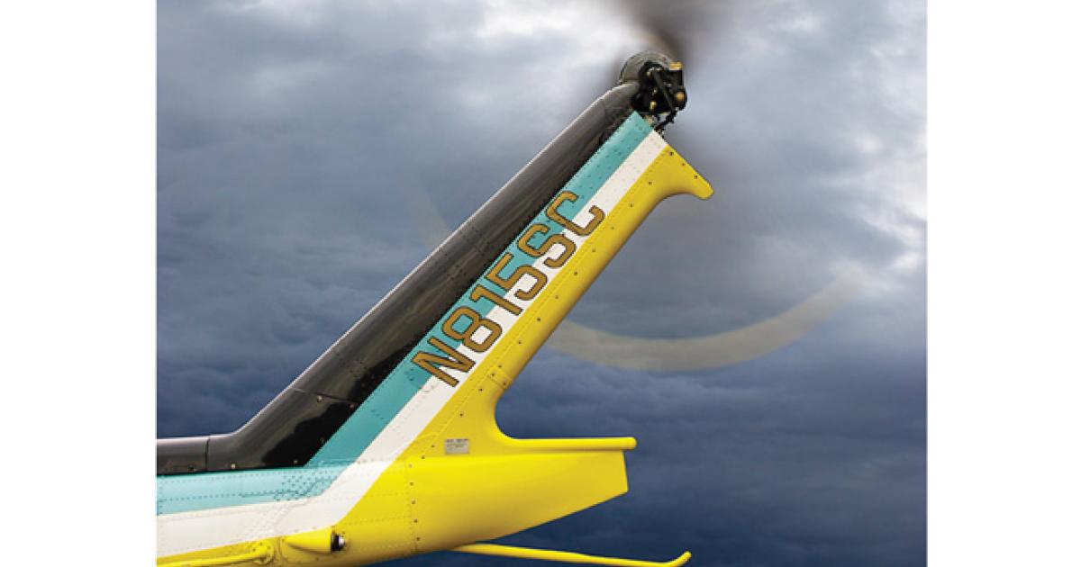 BLR Aerospace’s FastFin has been upgraded to include two parallel tailboom strakes and a reshaped vertical fin. 