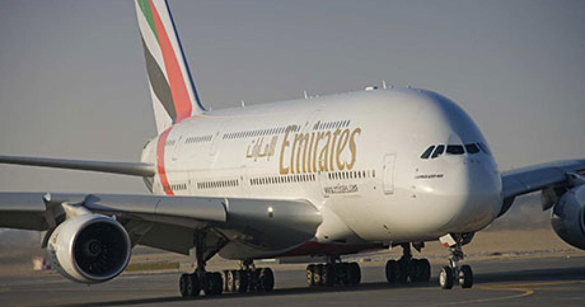 Emirates Airline is one of several major international carriers that would like to be able to deploy the Airbus A380 on routes in and out of India, but it is still banned from doing so by the Indian government’s policy of protecting flag carrier Air India. (Photo: Emirates Airline)