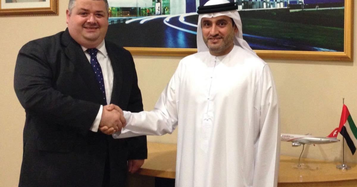Dave Edwards (left), managing director of Gama Aviation FZE, credits much of the company’s success to cooperation from the Sharjah Airport Authority, led by managing director Ali Salem Al Midfa.