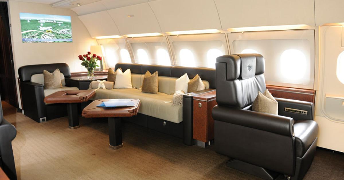 Tyrolean Jet's ACJ318ER carries up to 19 passengers in a VVIP interior.