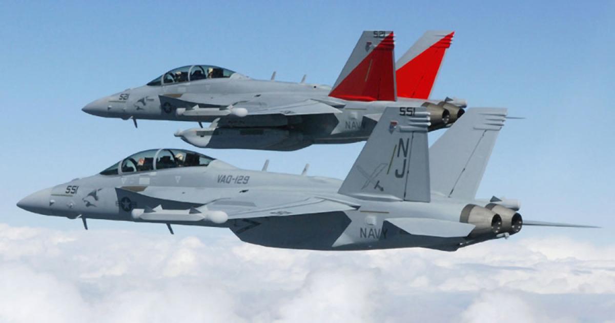 The U.S. Navy plans to achieve initial operational capability of the Next Generation Jammer on the EA-18G Growler in 2020. (Photo: Boeing)