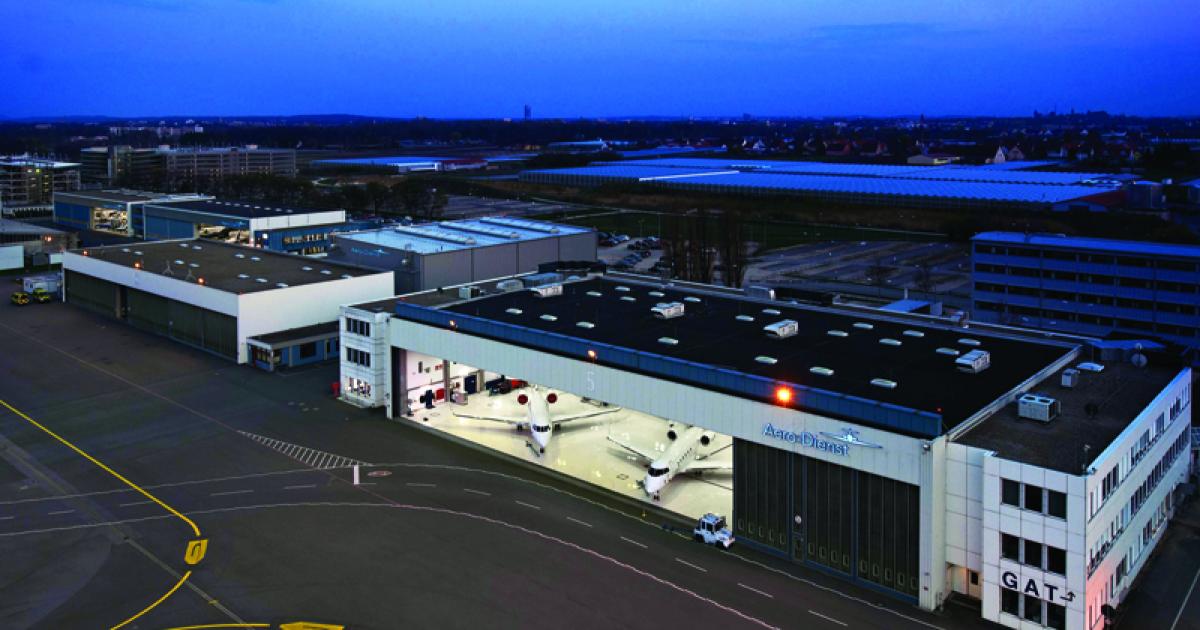 Aero-Dienst's renovation of Hangar 5 at Germany's Nuremburg Airport has increased space for Bombardier Challenger business jets and provided capacity to accommodate cabin refurbishment specialist Metrica Aviation Interior.