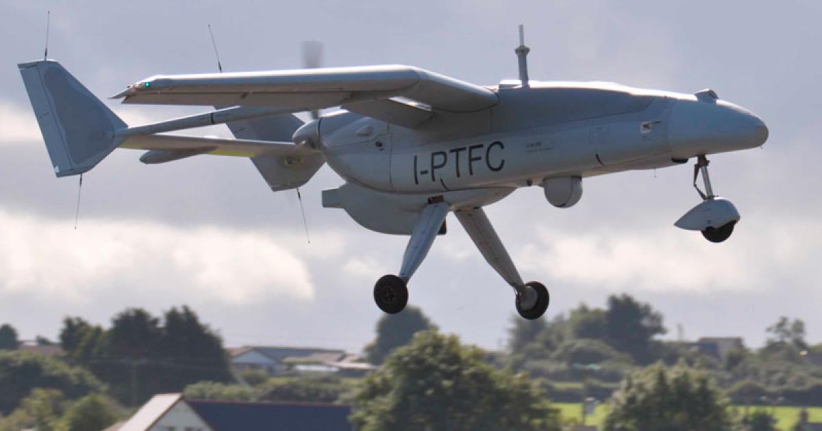 Selex Galileo Falco UAV recently flew in airspace with two other Italian UAVs.