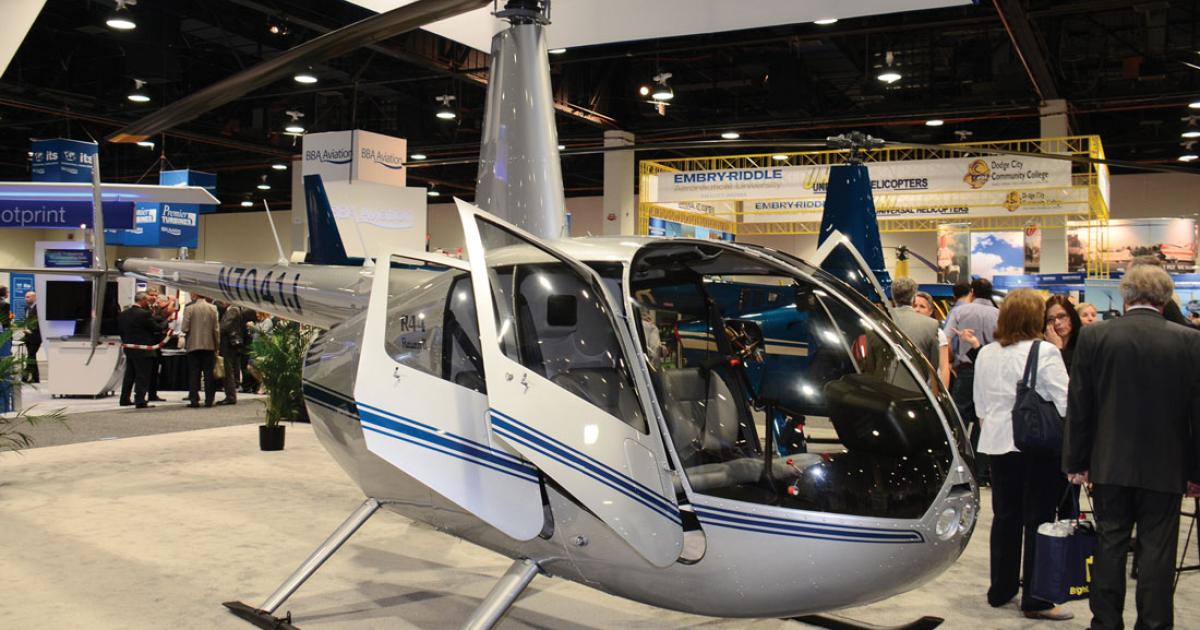 Robinson’s piston helicopters, like this R44, could be running on unleaded avgas in the not-too-distant future.