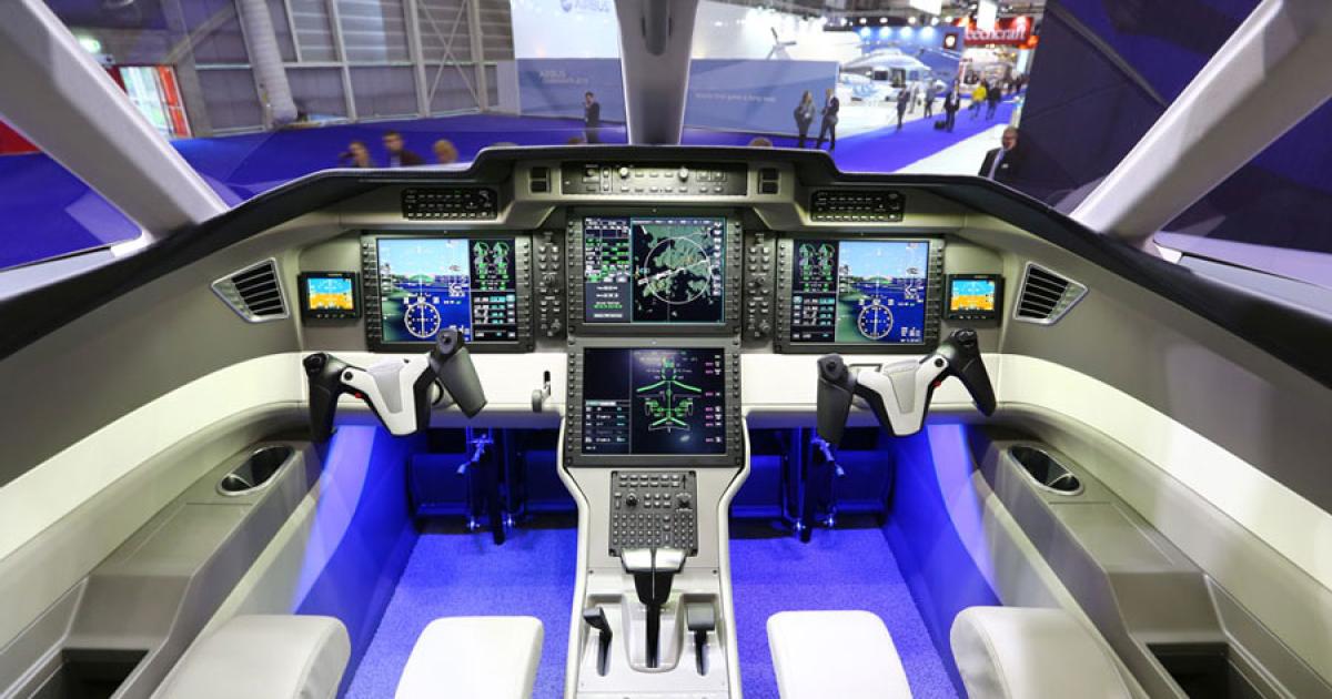 Pilots will be treated to an impressive cockpit, featuring avionics based on Honeywell’s Primus Apex flight deck, but branded as the Pilatus Advanced Cockpit Environment. (Photo: David McIntosh)