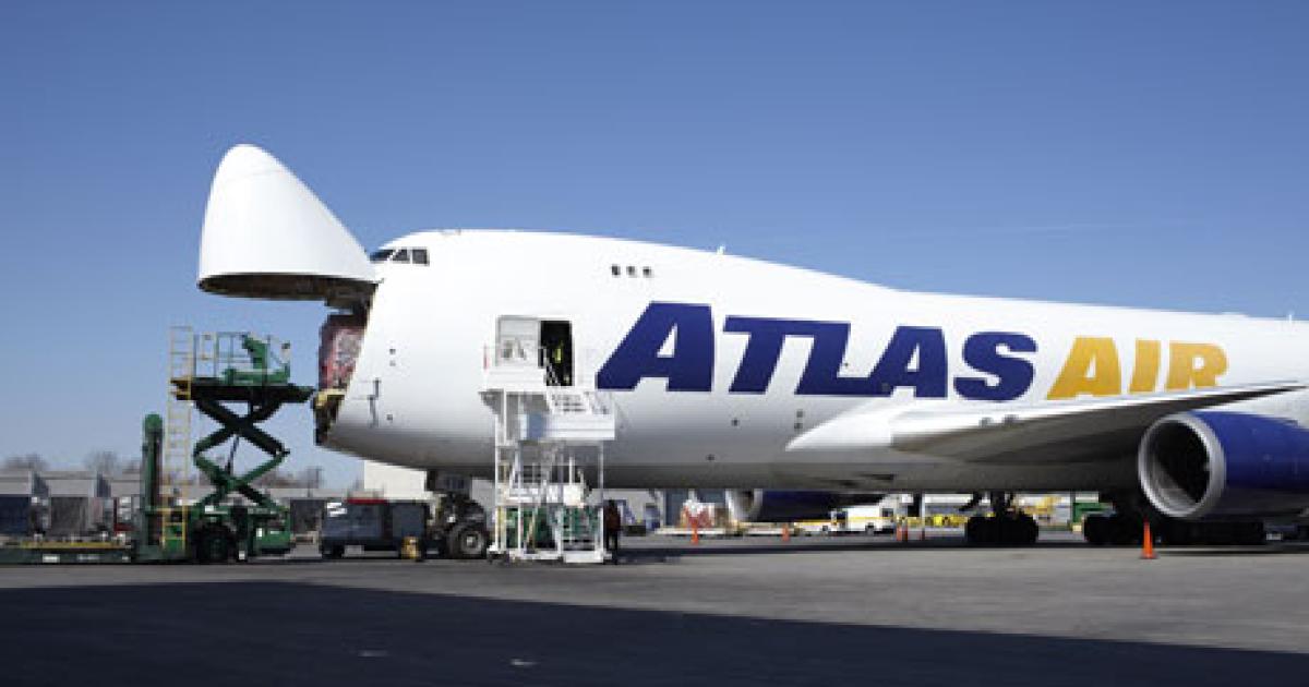 An Atlas Air Boeing 747-400F accepts a load of cargo. Forecasts call for the air cargo industry to see a revival in the coming years. (Photo: Atlas Air Worldwide Holdings) 