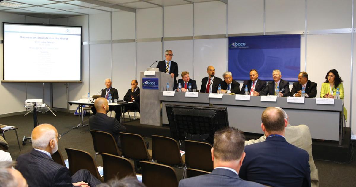 Representatives of business aviation organizations from around the world gathered for a forum at the EBACE show today. (Photo: David McIntosh)