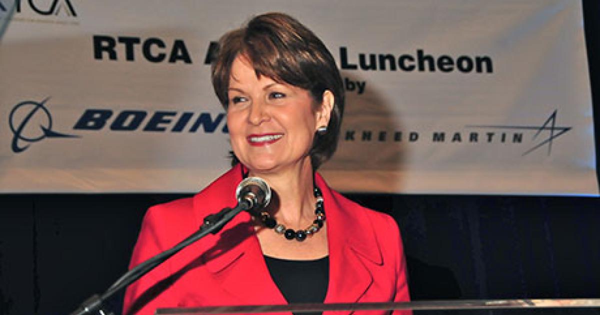 Lockheed Martin CEO Marillyn Hewson said the success of NextGen depends on collaboration among aviation “stakeholders.” (Photo: RTCA)