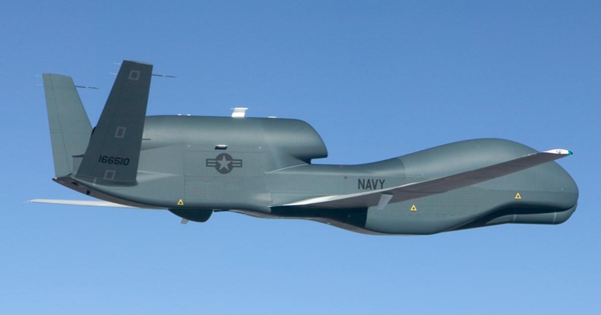 The U.S. Navy has been flying demonstrator versions of the Bams  since it was transferred from the Air Force Global Hawk fleet. (Photo: Northrop Grumman)
