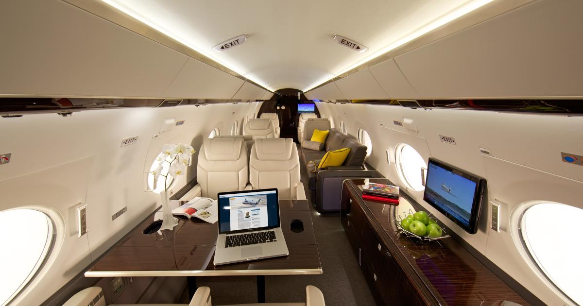 Gulfstream's new Elite cabin features a Gulfstream-designed cabin management system.