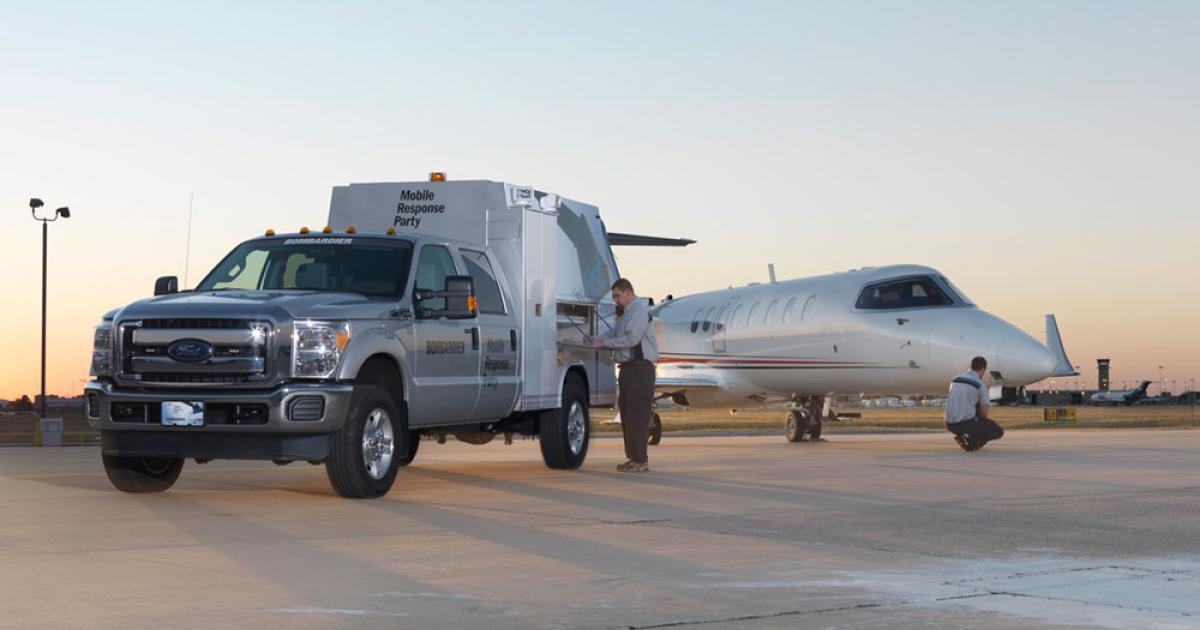 Bombardier mobile response trucks will be linked 24/7 with Bombardier customer support centers in Montreal and Wichita.