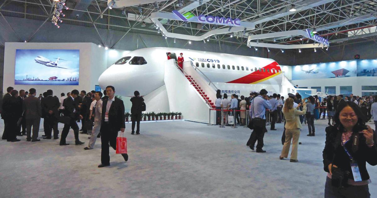 Comac’s developing C919 is expected to take center stage at Airshow China in 2014. 