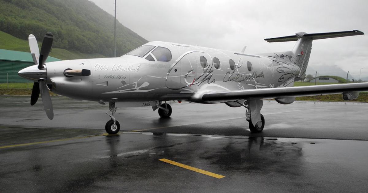 The demonstrator PC-12 painted in Otto Lilienthal theme honors the German pioneer aviator known as the “Glider King,” and founder of the science of wing aerodynamics.