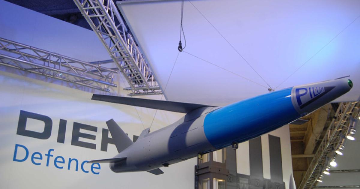 Return of the slew wing: a model of Pilum was on display at the Paris Air Show. (Photo: Chris Pocock)