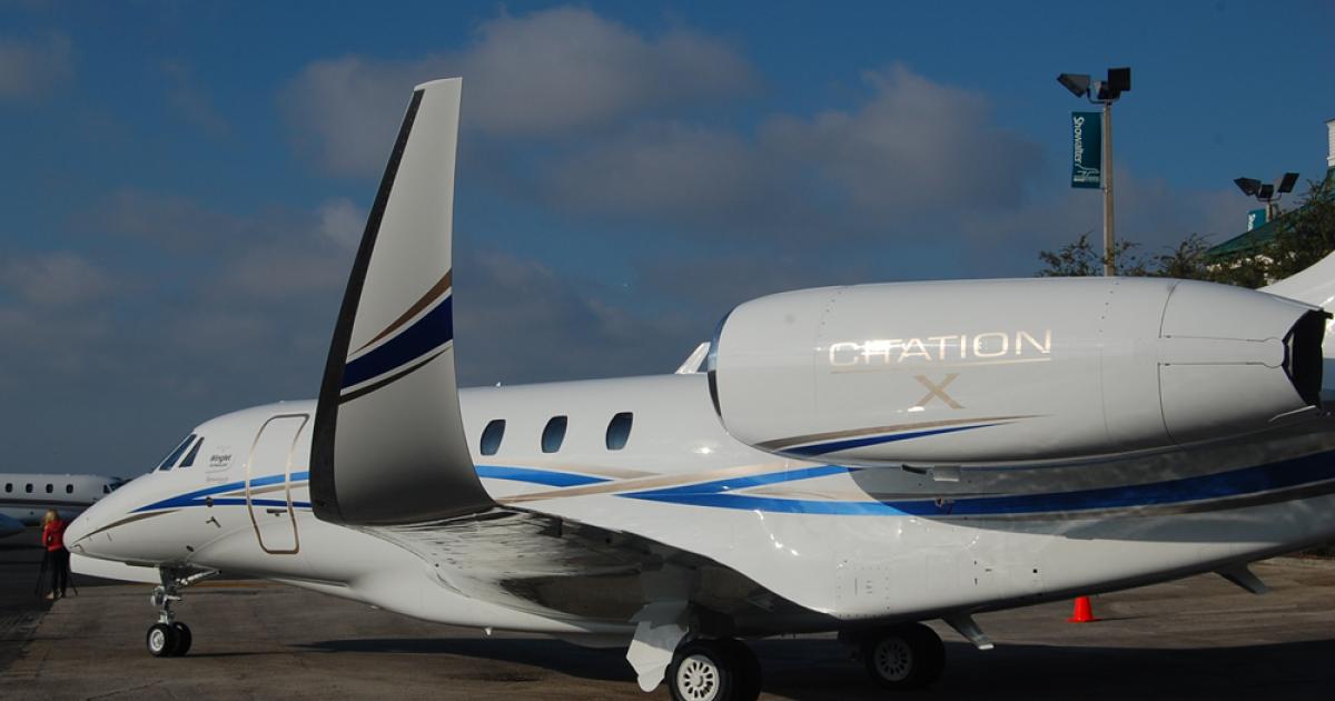 Cessna Citation X equipped with Winglet Technology elliptical winglets