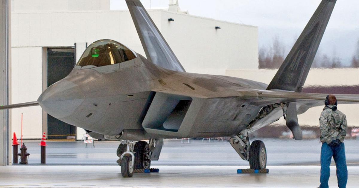 A U.S. Air Force F-22 at Joint Base Elmendorf-Richardson in Alaska. The fifth-generation fighter has been grounded since May 3. (Photo: U.S. Air Force)