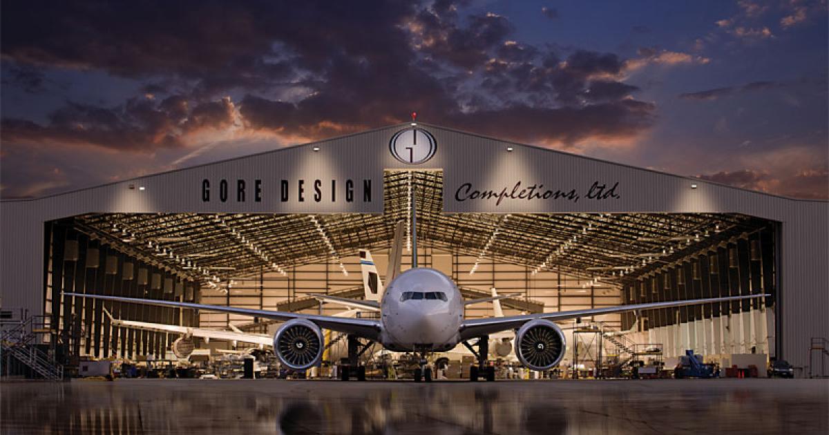 The first Boeing 777 to be outfitted by Gore Design Completions rolls out  of the company’s San Antonio hangar, ready for delivery to an Asian head-of-state.