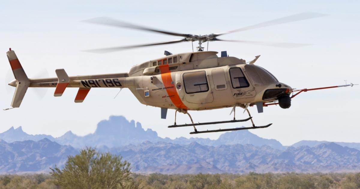 Northrop Grumman’s Fire-X unmanned helicopter program, using the Bell 407, is one of at least three candidates for future U.S. Army and Navy requirements.