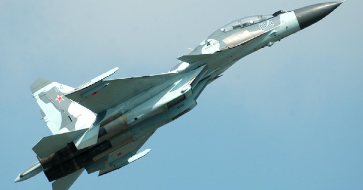 The Su-30MK development aircraft was shown at the previous Moscow Air Show in 2009. At this year’s show, a new version featuring an AESA radar was announced. (Photo: Vladimir Karnozov)