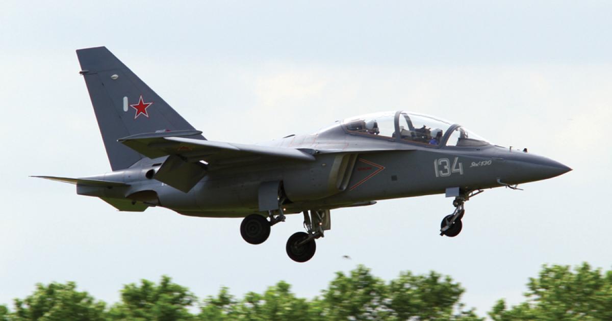 The Yak-130 jet trainer/light attack aircraft is suitable for training pilots of both light tactical fighters and heavy multirole fighters.
