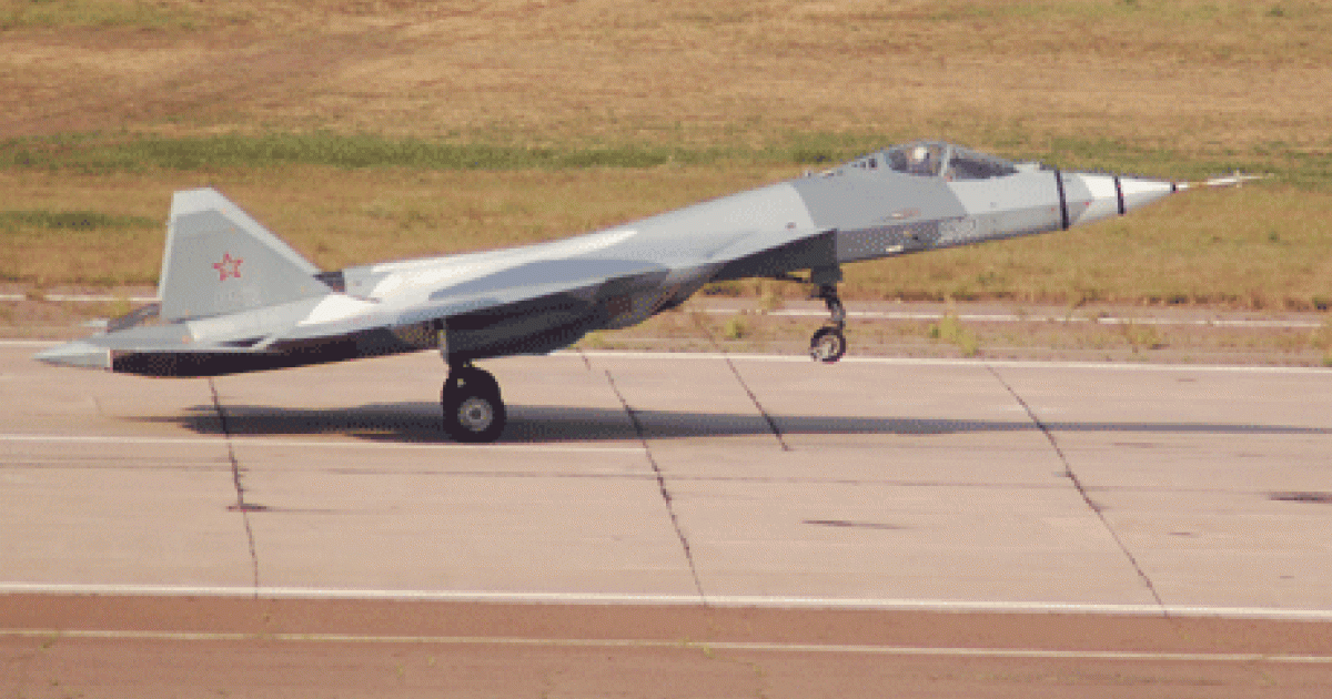 The second prototype of the Sukhoi T-50 PAK FA lands at Zhukovsky airbase during the recent Russian Air Force 100th anniversary airshow. India is negotiating development of its own version, the Fifth Generation Fighter Aircraft. (Photo: Chris Pocock) 