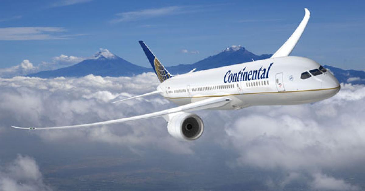 Continental operates an all-Boeing fleet and holds an order of its own for eleven 787-8s and fourteen 787-9s.